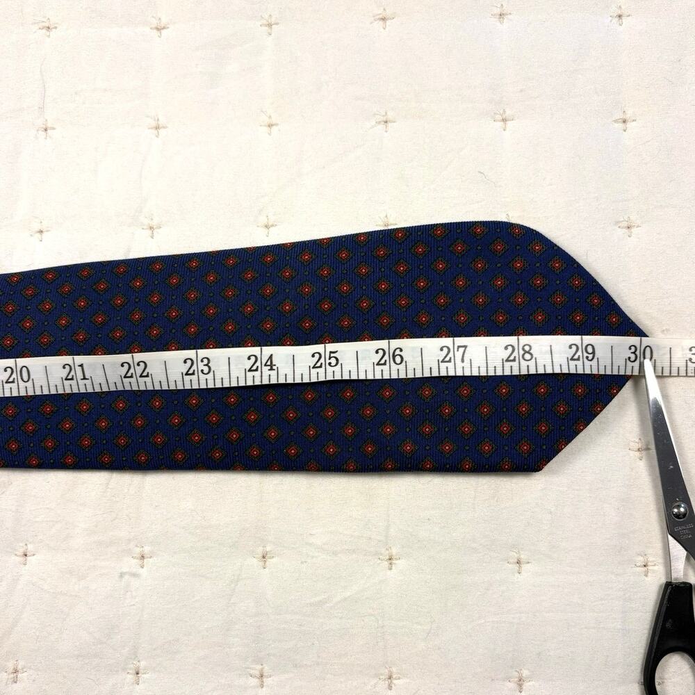 Brooks Brothers Golden Fleece Handmade Tie Blue Geo Print 100% Italian Silk NWT - Picture 8 of 8